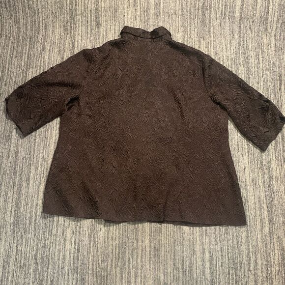 Cato‎ Women's Size 22/24W Plus Brown Textured Button Down Shirt Top 3/4 Sleeve - Picture 7 of 7
